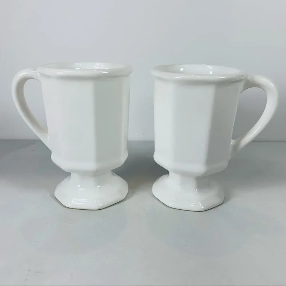 White Vintage Pedestal Cup Mug Octagonal Ironstone ?